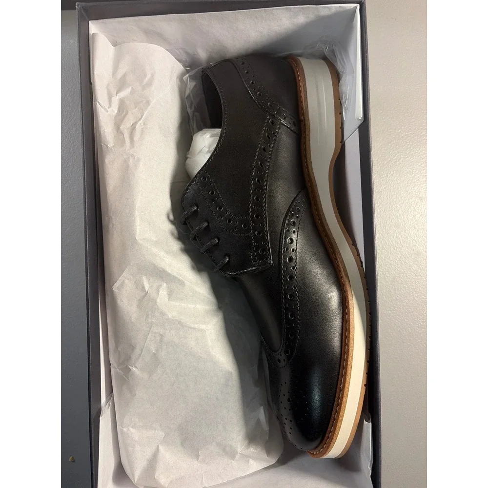 Jos A Bank Hybrid Wingtip Oxfords Black Leather Shoes Men's Size 9 NIB